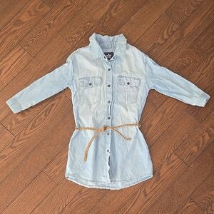 Denim Button-Up Shirt Dress with Belt size 4-5